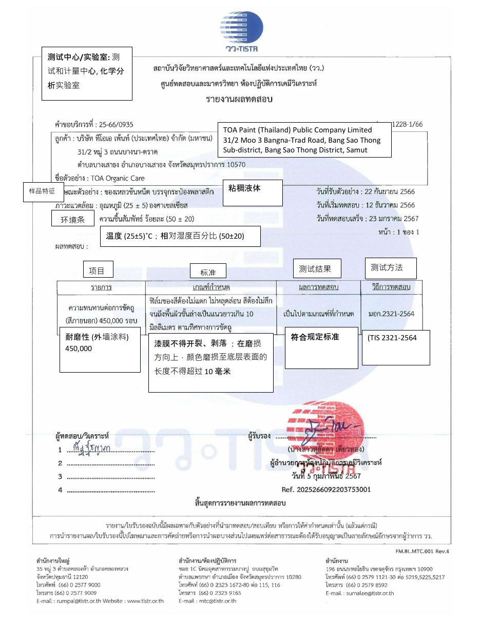 TISTR 耐擦洗测试摘要